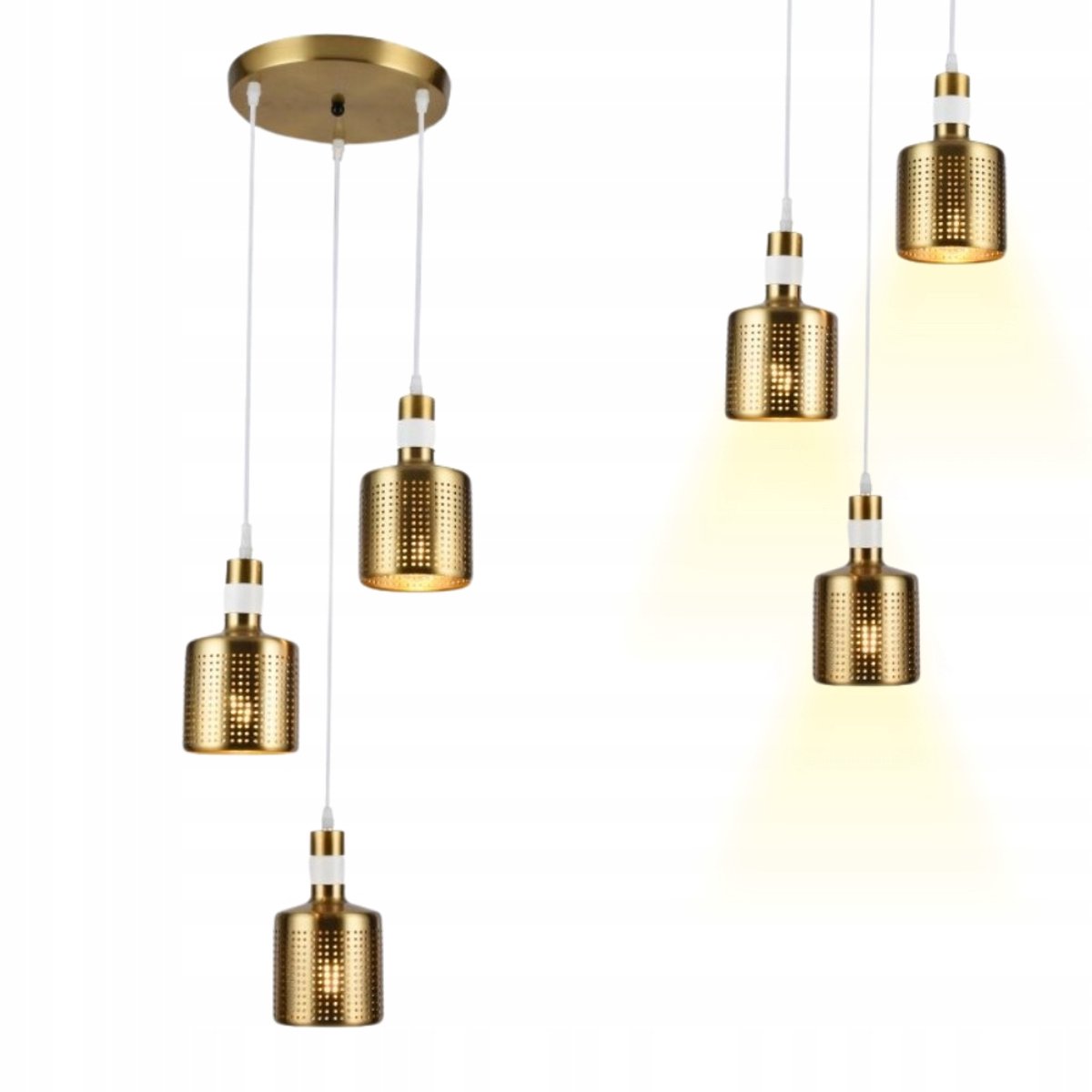 Moderne Goudkleurige Hanglamp Metaal 3x E27 Cilinder