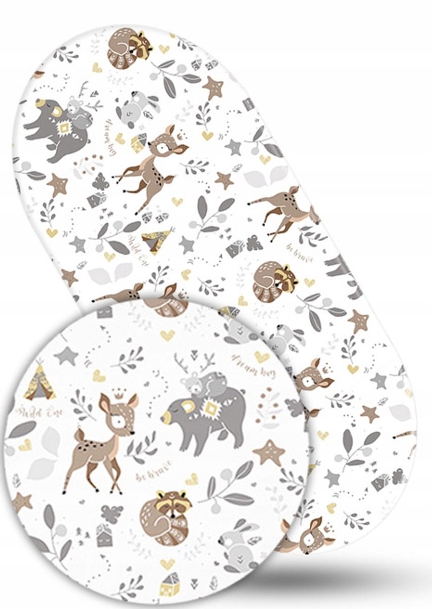 Babymam Hoeslaken Kinderwagen/Wieg 38x80cm Katoen - Hertjes