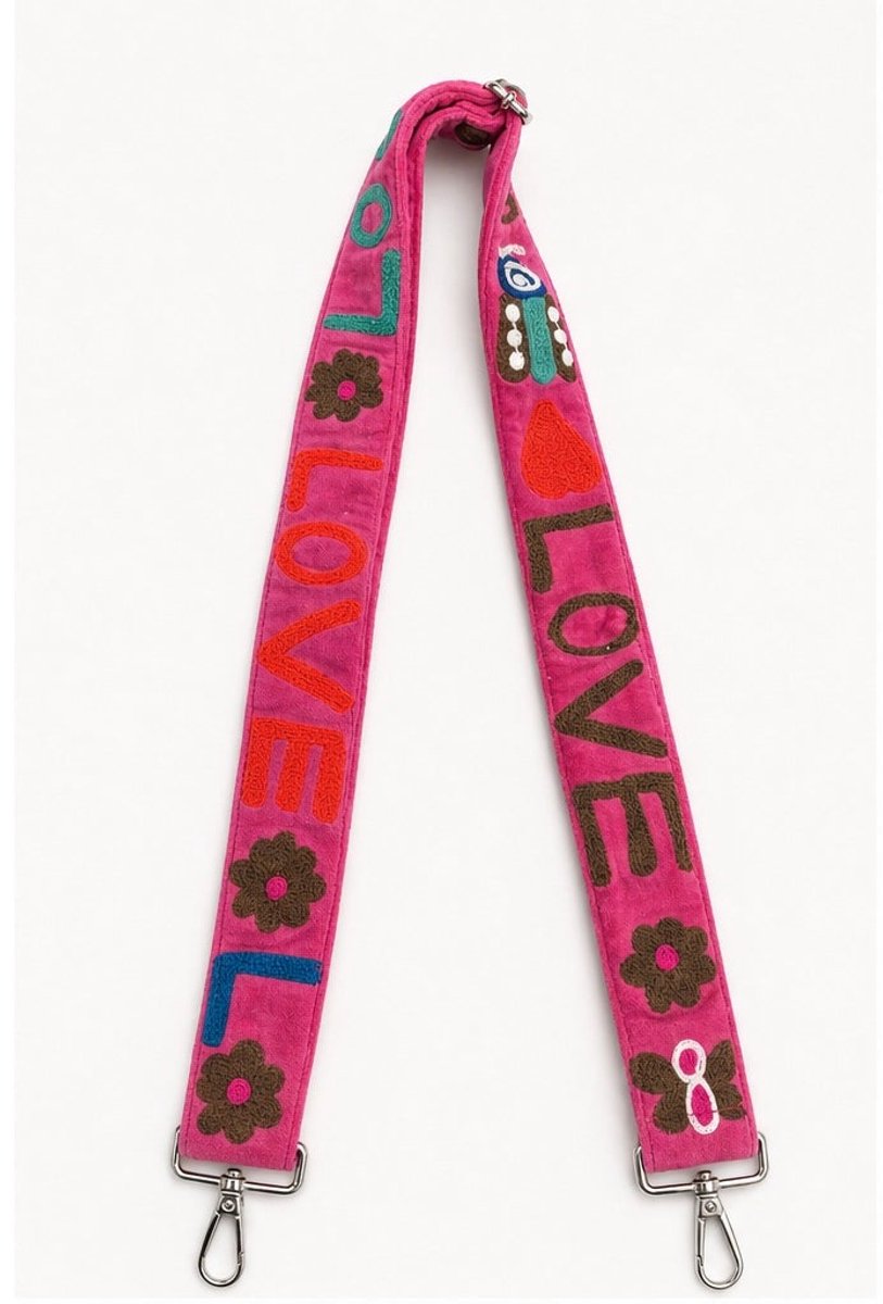 HS Tassenriem - Love multicolor fuchsia - Verstelbare Schouderband voor Tas