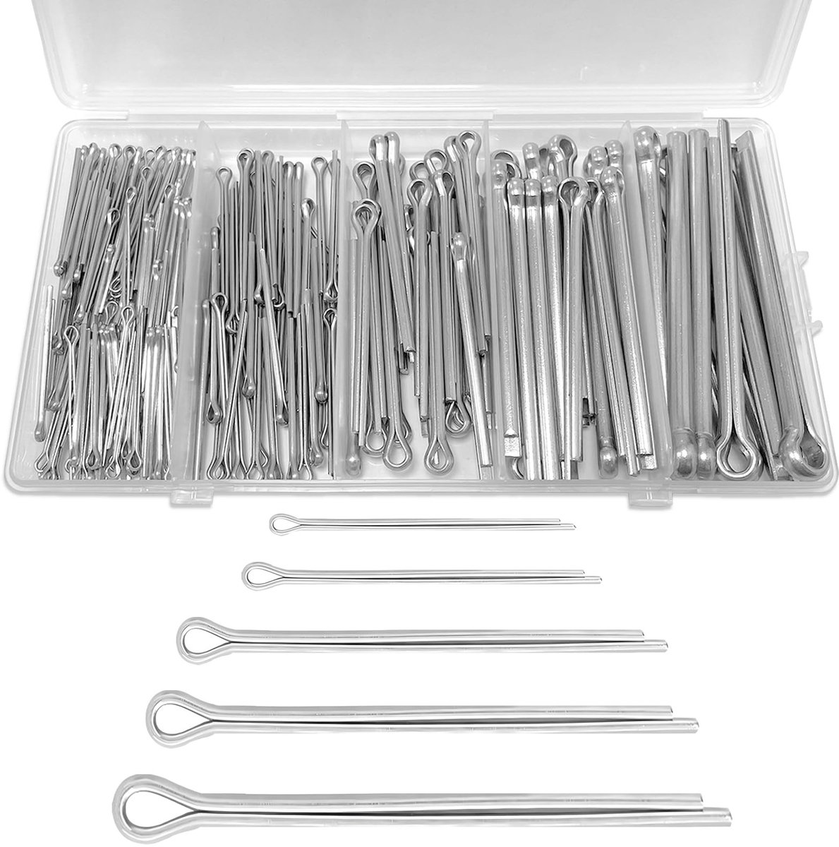 Dailygoods- Borgpennen Set 201 Stuks - Roestvrij Staal 304 - M1,5/M2/M3/M4/M5 - Bevestigingsmiddelen - DIY Hardware - Classificatiedoos - Splint