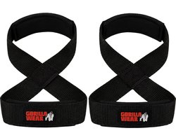 Gorilla Wear Figure 8 Lifting Straps - Zwart - L/XL