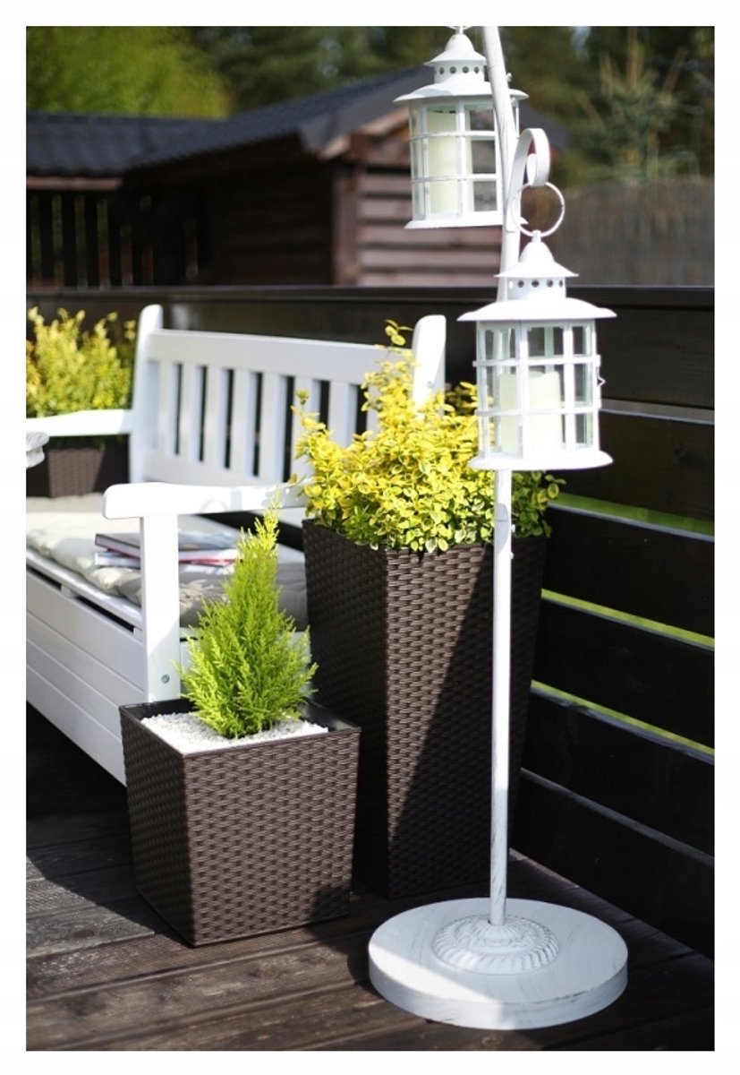Lamela Finezja Rattan Plantenbak Wit 40x40x75cm