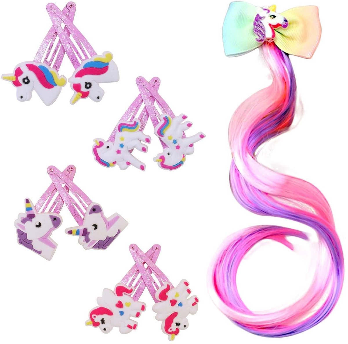 ZEYNOMAX- Haarspelden 8-delige set - Eenhoorn-haarspelden - Pruik-haarspeld - Feestaccessoires - Verjaardagscadeau - Milieuvriendelijk PVC - Haarsieraden