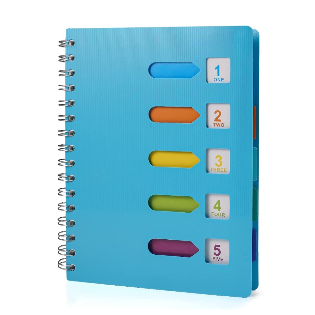 JHUBERS- Notitieboek A5 met tabbladen - Ringband - Spiraalblok - Notitieblok met indexvlaggen - Waterdicht - 180° plat liggend