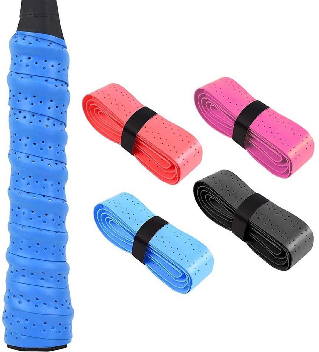 JHUBERS- Gripband Antislip - Badminton/Tennis/Squash - 4 Stuks - Duurzaam PU/EVA - Zweetabsorberend - Slank Ontwerp 110 cm x 25 mm - Overgrip