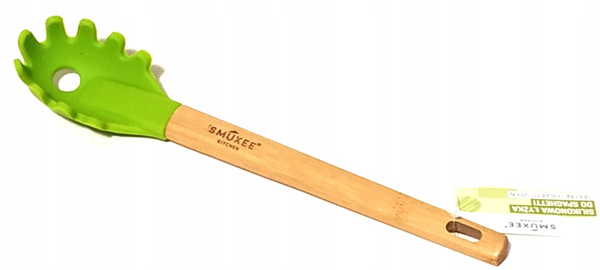 Siliconen Spaghetti Lepel met Bamboe Handvat - Keuken Gadget
