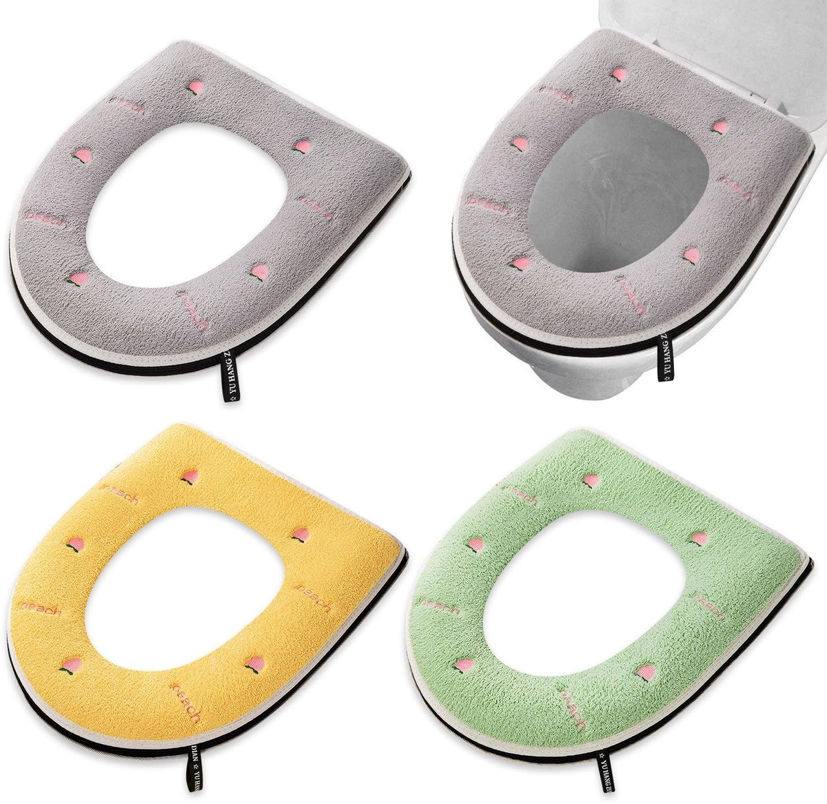 JHUBERS- Toiletzitting Softclose - 3 Stuks - Wasbaar - Waterdicht - Polyester - Zipper Design - Toiletseatcover
