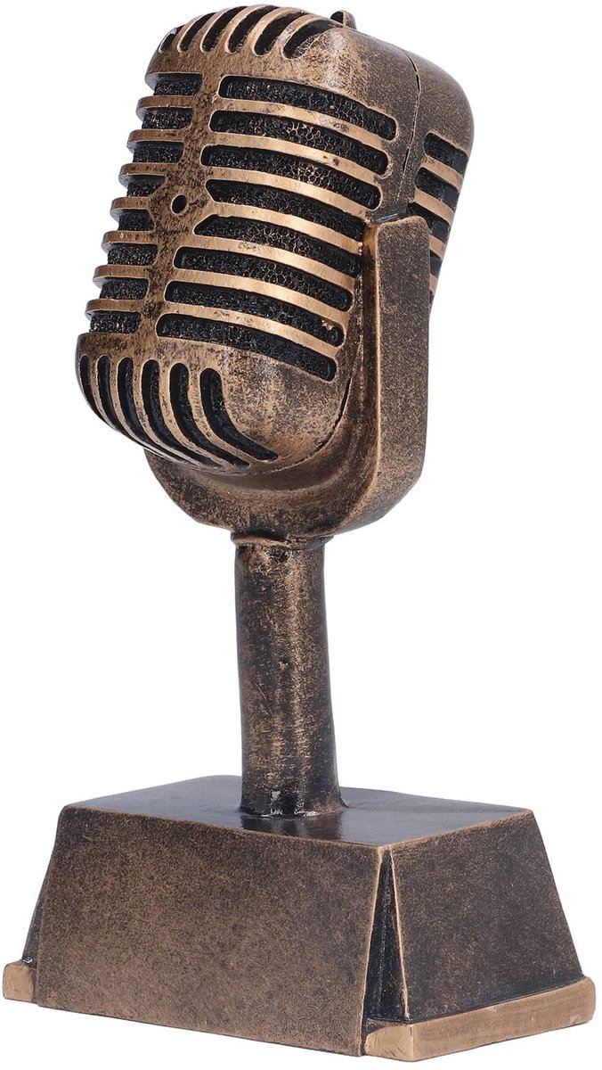 ZEYNOMAX- Microfoontrofee Retro - Muziektrofee - Award - Feestartikel - Decoratief Ornament - Hoogwaardig Synthetisch Hars - Awards