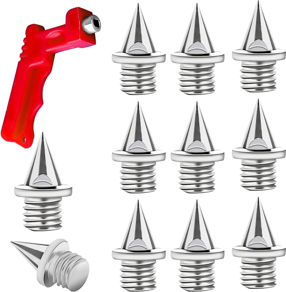 JHUBERS- Track Spikes 50 Stuks - 6 mm Spikesleutel - Stabiele Langlauf-Spikes - Grip voor Hardlopen/Springen - Kunststof - Verbeterde Tractie - Schoenspikes