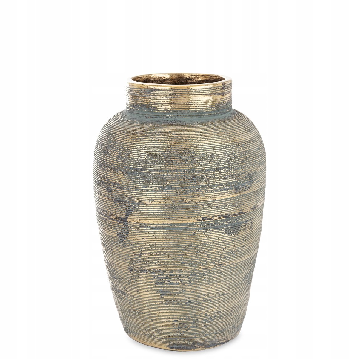 Stijlvolle Keramische Vaas Goud Blauw 31cm - Decoratief & Elegant