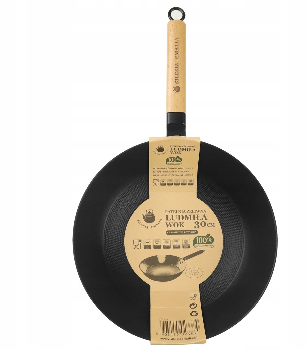 Silesia Wok Koekenpan 30cm Gietijzer met Houten Handvat - Inductie
