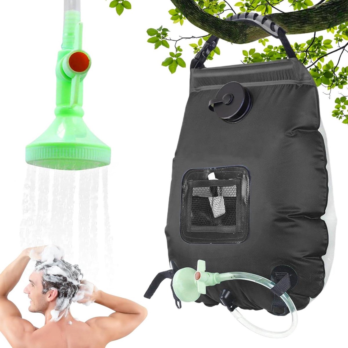 Douchetas Zonne-energie - Buiten Douche - Kamperen Wandelen - Warmt Water Op - 20 Liter - Zwart