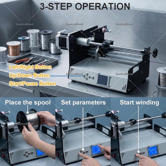 Automatische Wikkelmachine - Spoel Wikkelaar - Precisie Wikkelen - Intelligent Programma - 30x25x25cm - Grijs — afbeelding 3