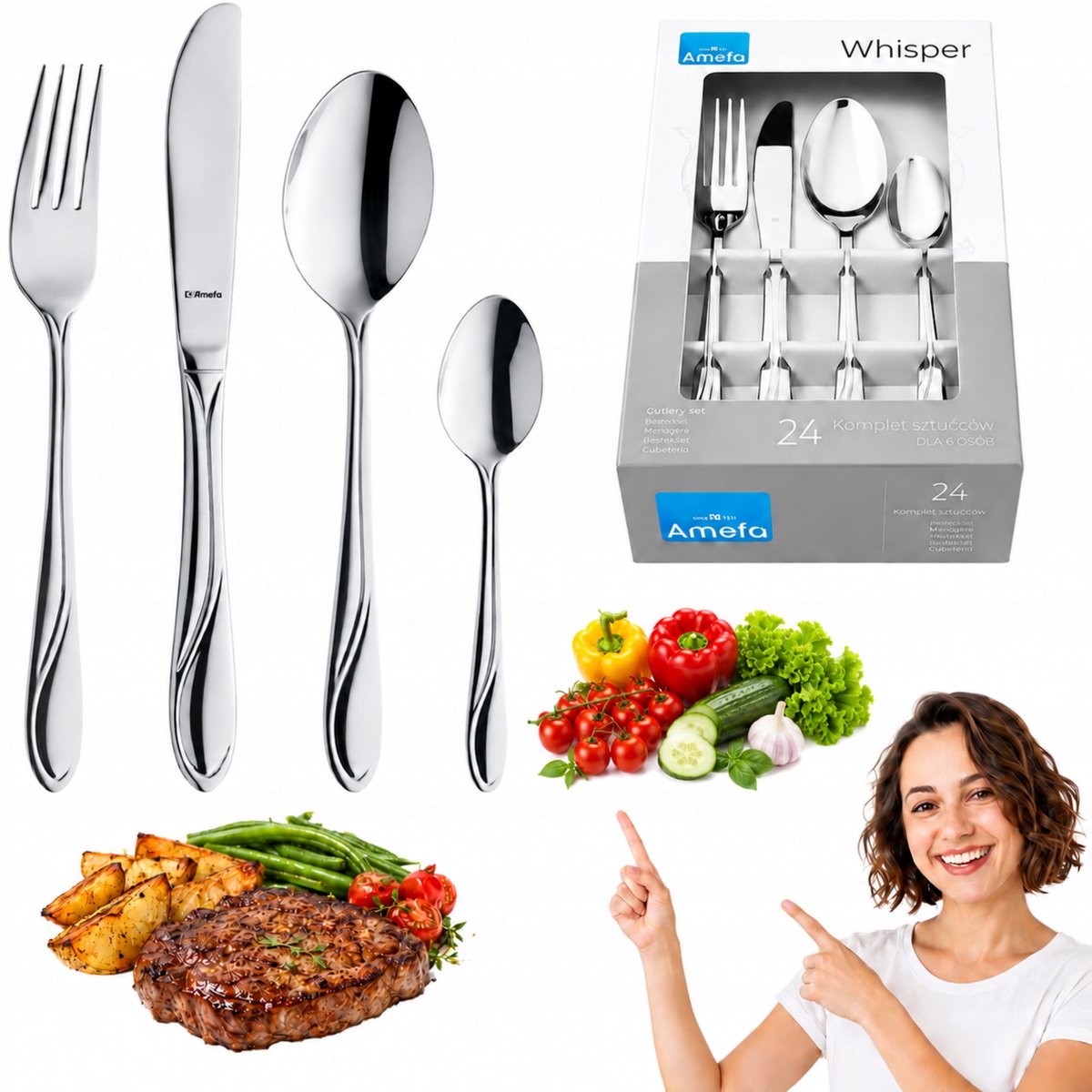 Amefa Whisper 24-delig Bestekset RVS voor 6 Personen