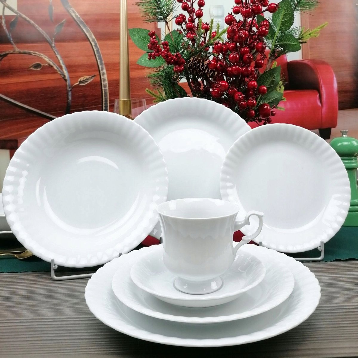 Chodzież Iwona Servies 30 Delen Wit - 6 Personen Diner & Koffie