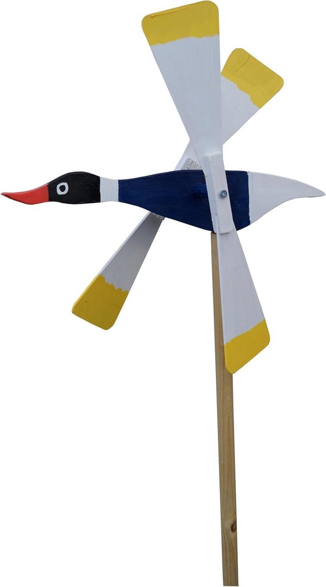 Houten Tuindecoratie - Windmolen Dier - Tuin Opfleuren - Uniek Eendenontwerp - 120 cm Hoog - Veelkleurig