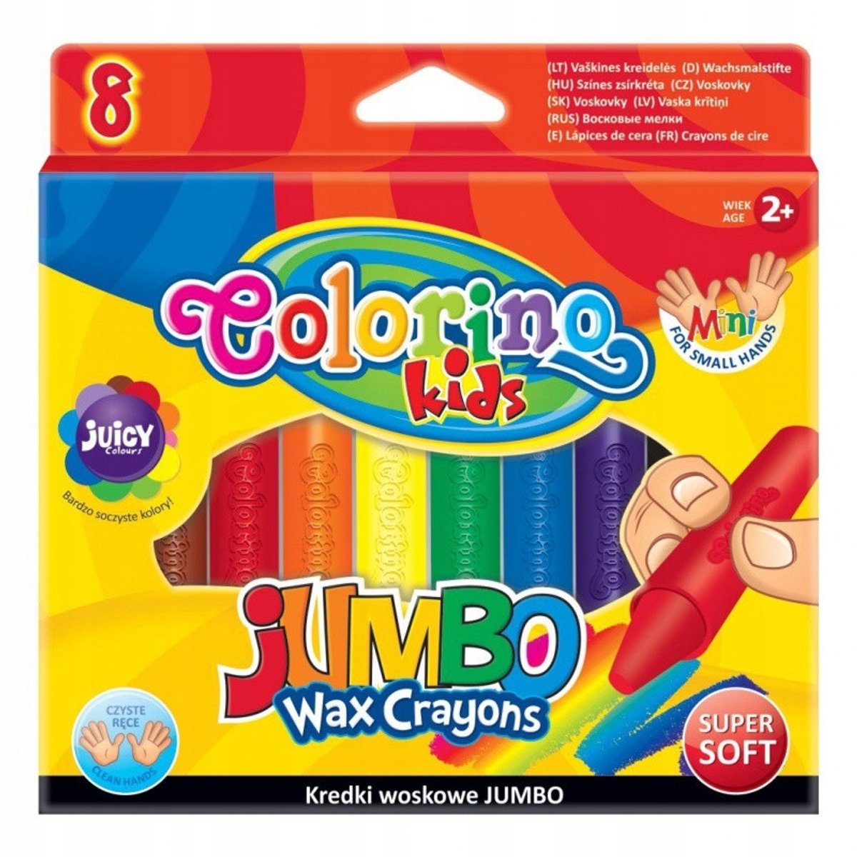 Colorino Wasco Krijtjes voor Kinderen - 8 Levendige Kleuren