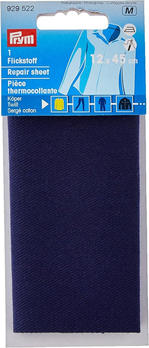 Reparatiedoek - Stof reparatie - Kleding herstellen - Strijkbaar - 12x45cm - Blauw
