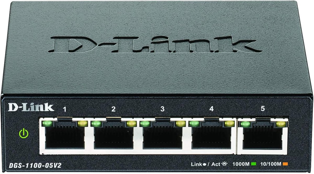 DGS-1100 5-poorts Gigabit Smart Managed Switch met VLAN en PoE