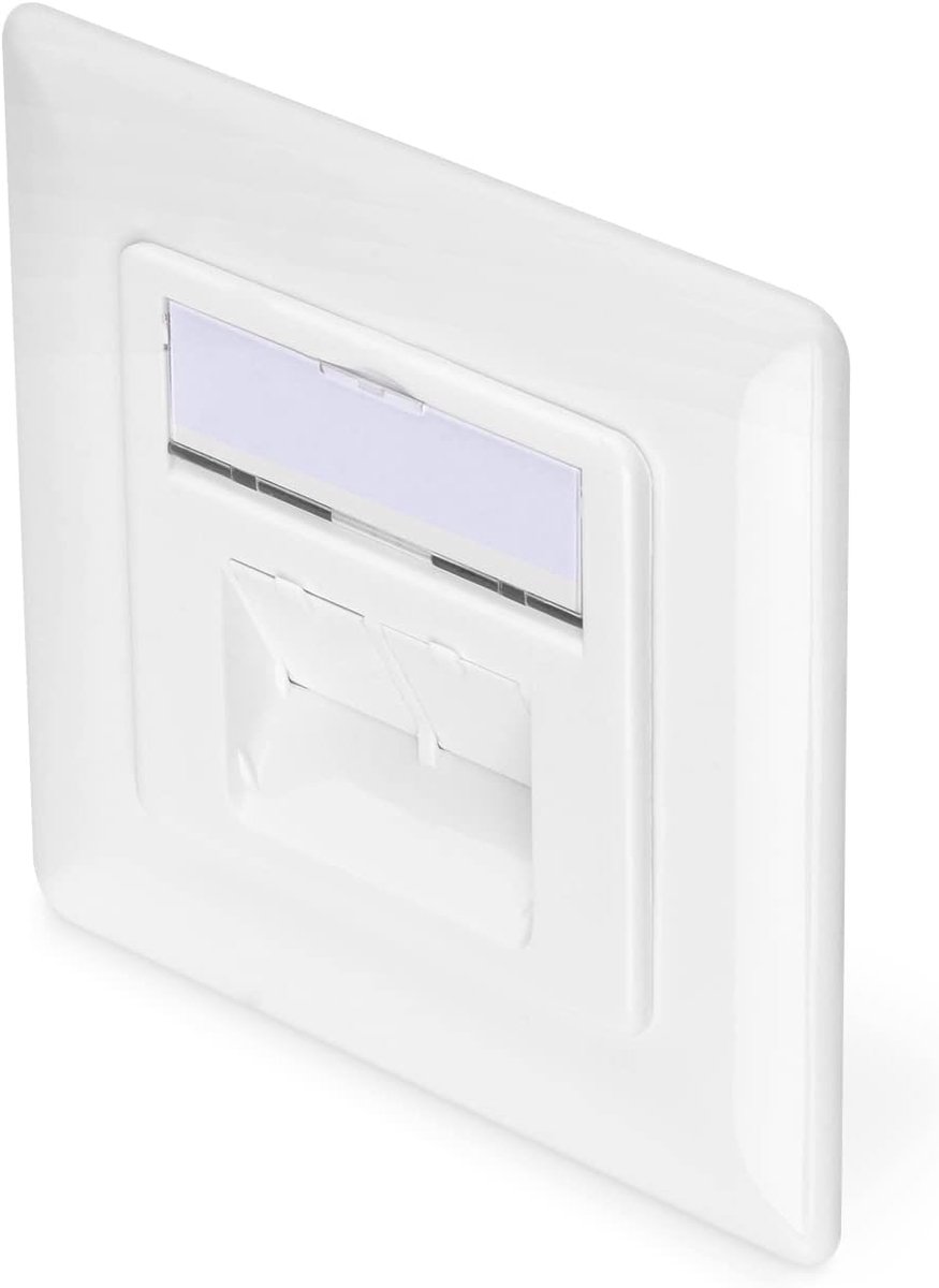 Netwerk Aansluitdoos - LAN Contactdoos - Netwerk Installatie - Cat 6A Afgeschermd - 2 Poort RJ45 - Wit