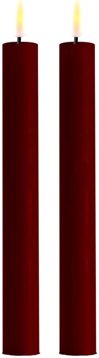 Led Kaarsen - Decoratieve Verlichting - Sfeervol Huis - Echte Was Spiegel - 24 cm - Rood