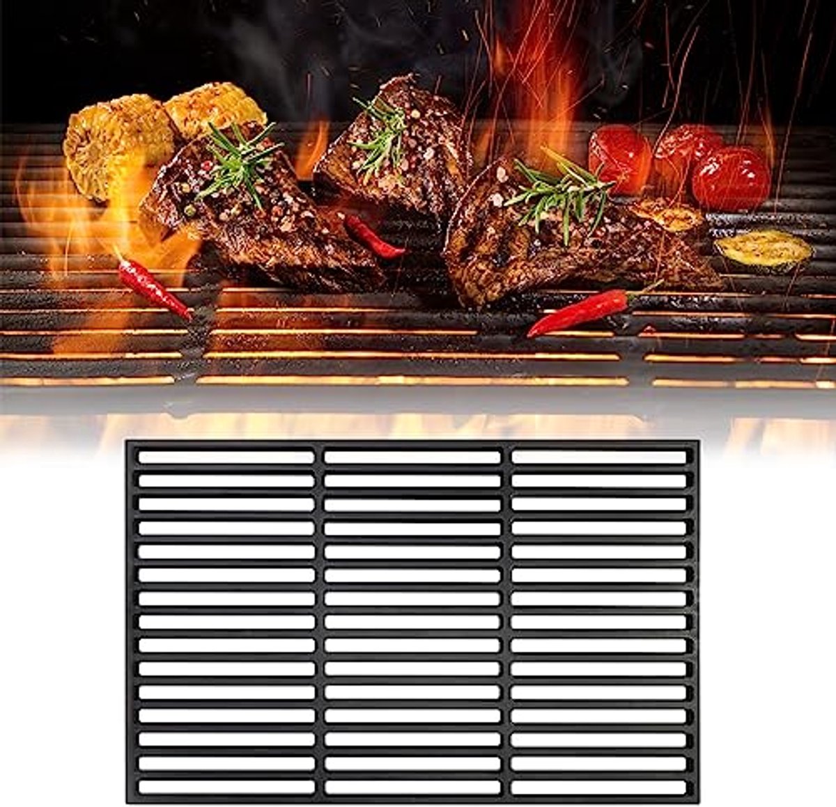 Gietijzeren Grillrooster - BBQ Rooster - Buiten Koken - Dichte Maatwerk - 54 x 34 cm - Zwart