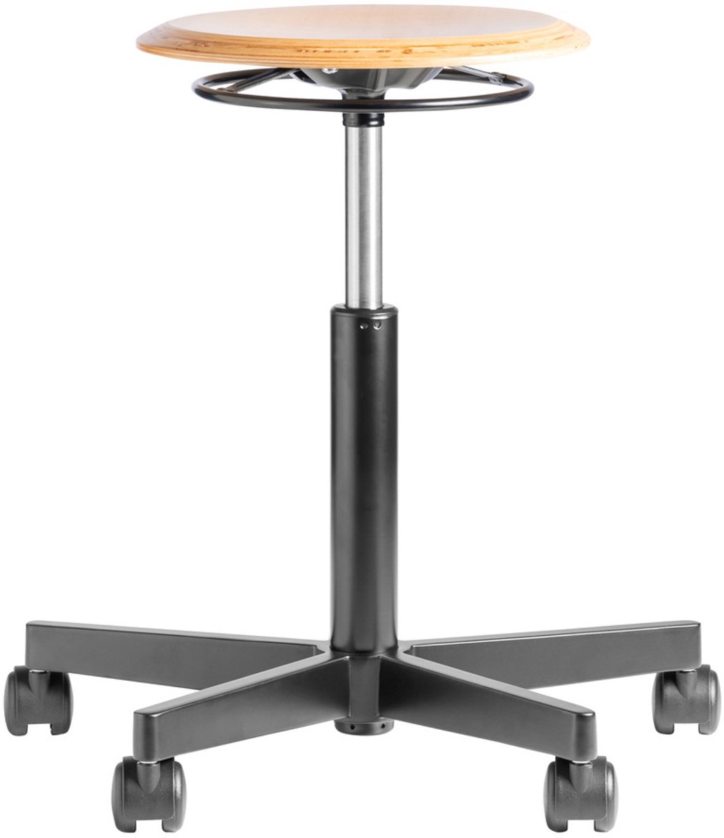 Circle - Ergonomische werkkruk - Zit sta kruk - Houten Beuken - Wielen
