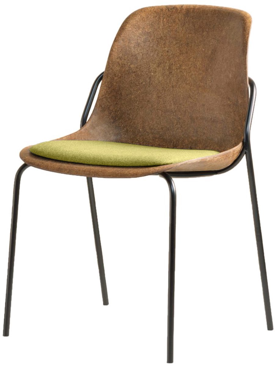 VEPA | Hemp Fine - Hennep Stoel - Zwart Frame - 100% recycle biomateriaal en staal - Zitting Groen (Nederlands Product - BUUR Collectie)