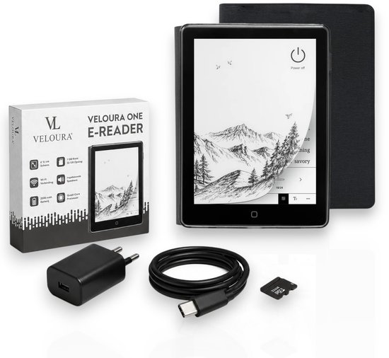 Veloura One E reader - inclusief 32GB SD kaart - 6 inch erea ... - cover