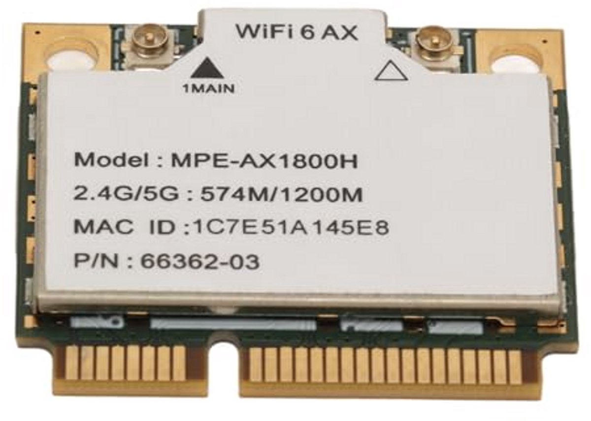 Draadloze Netwerkkaart - Wifi Adapter - Snelle Internetverbinding - Wifi 6 Bluetooth 5.2 - Mini PCIE - Zwart