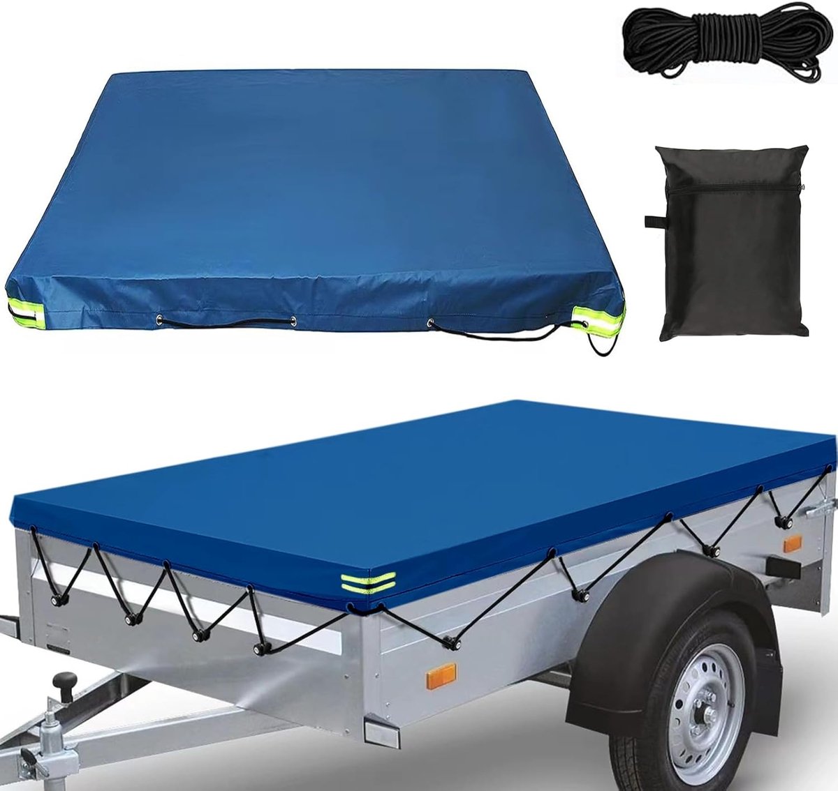Aanhanger Afdekzeil - Platte Dekzeil - Transport Beschermen - Scheurvast Oxford Materiaal - 207 x 114 cm - Blauw
