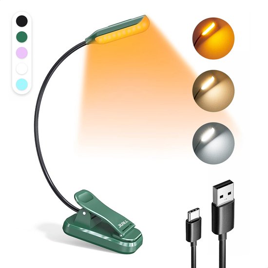 JUALL LED leeslampje – 9 lichtstanden – oplaadbaar – groen
