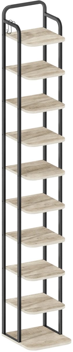 NordHaus Verticaal Schoenenrek - Schoenenplanken - Schoenenorganizer - Ruimtebesparend Ontwerp - 30 x 26,5 x 171 cm Greige