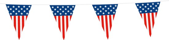 USA Amerika Vlaggenlijn PVC - 20 Meter (Set van 2) - Amerikaanse Vlaggetjes 20x30 cm - Weerbestendige Feestversiering
