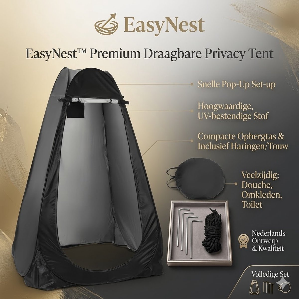 Outdoor Privacy Tent – Draagbare Camping Douche- en Toilet Tent – Opvouwbare Verandertent voor Kamperen en Strand