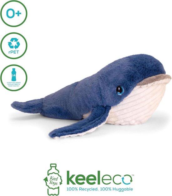 Knuffelbare Walvis van 25 cm van 100% Gerecycled Polyester — afbeelding 2