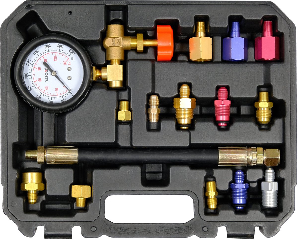 Professionele Stuurbekrachtiging Diagnoseset - Hydraulische Drukmeterset - 14-Delig - Inclusief 13 Adapters - Voor Europese en Aziatische Voertuigen