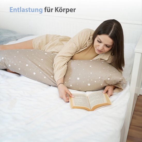 Zijslaapkussen, zwangerschapskussen, voedingskussen, 40 x 145 cm met hoes, ondersteuningskussen, kussen voor vrouwen en zijslapers, babyzwangerschapskussen, XXL, 40 x 145 cm van Babyjem — afbeelding 2