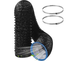 Afvoerslang Flexibel - Ventilatieslang PVC - Lucht Afvoeren - Inclusief Klembanden - 3 Meter - Zwart