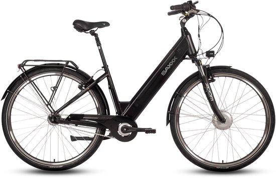 saxxx Comfort Plus 4.0 -28 inch elektrische stadsfiets - actieradius tot 90 km - voorwielmotor - 36V 418Wh accu - 95%Vooraf Geassembleerd Stadsfiets - Shimano 7-speed naafversnelling - LCD-display - Zwart mat van Saxxx — afbeelding 2