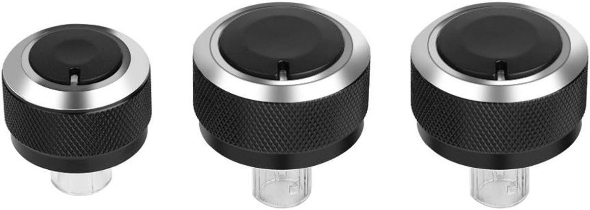 Airco Knoppen Set - Schakelaar Knoppen - Auto Interieur - Aluminium Legering - 3 Stuks - Zwart