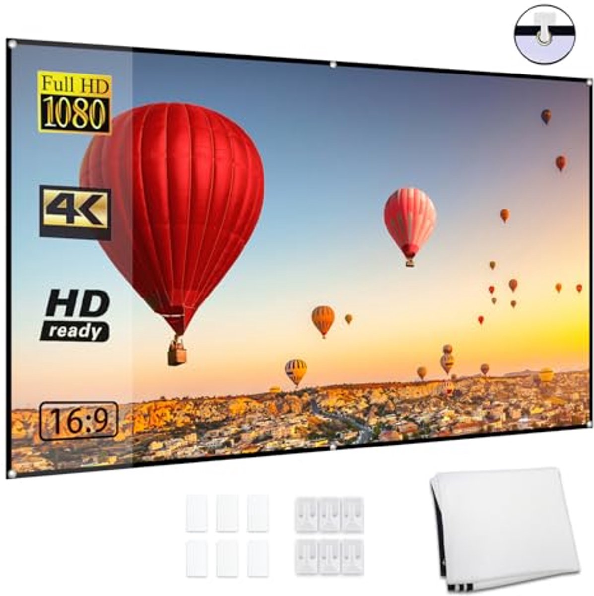 Projectiescherm - Filmdoek - Thuisbioscoop - Draagbaar en opvouwbaar - 72 inch - Wit