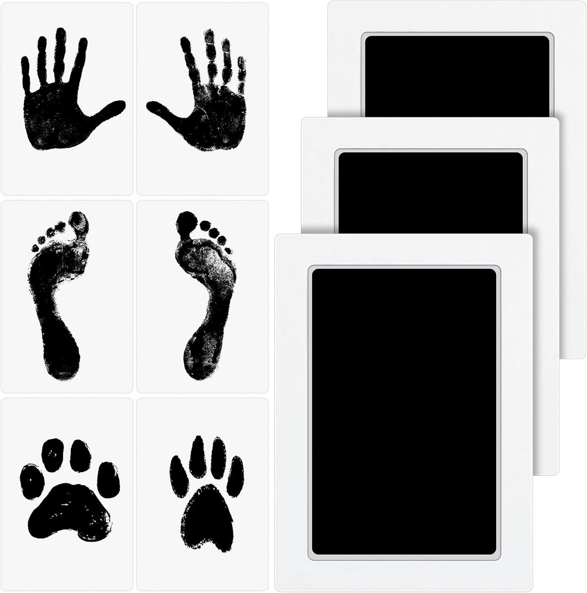 Afdrukset Baby - Hand en voet - Mooie herinneringen - Vlekvrij - 3 stuks - Zwart