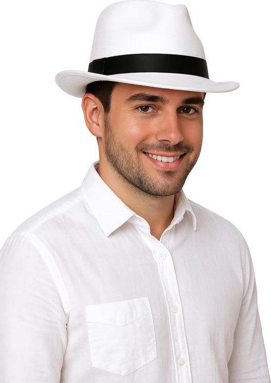 Gangsterhoed met strik - Verkleedhoed kinderfeest - Feestelijke outfit - Klassiek ontwerp - 7 x 9 x 10 cm