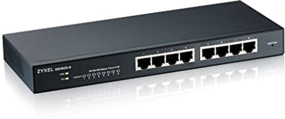 Netwerk Switch - Gigabit Hub - Netwerk Uitbreiding - 8 Poorten Smart Managed - Desktop Model - Zwart