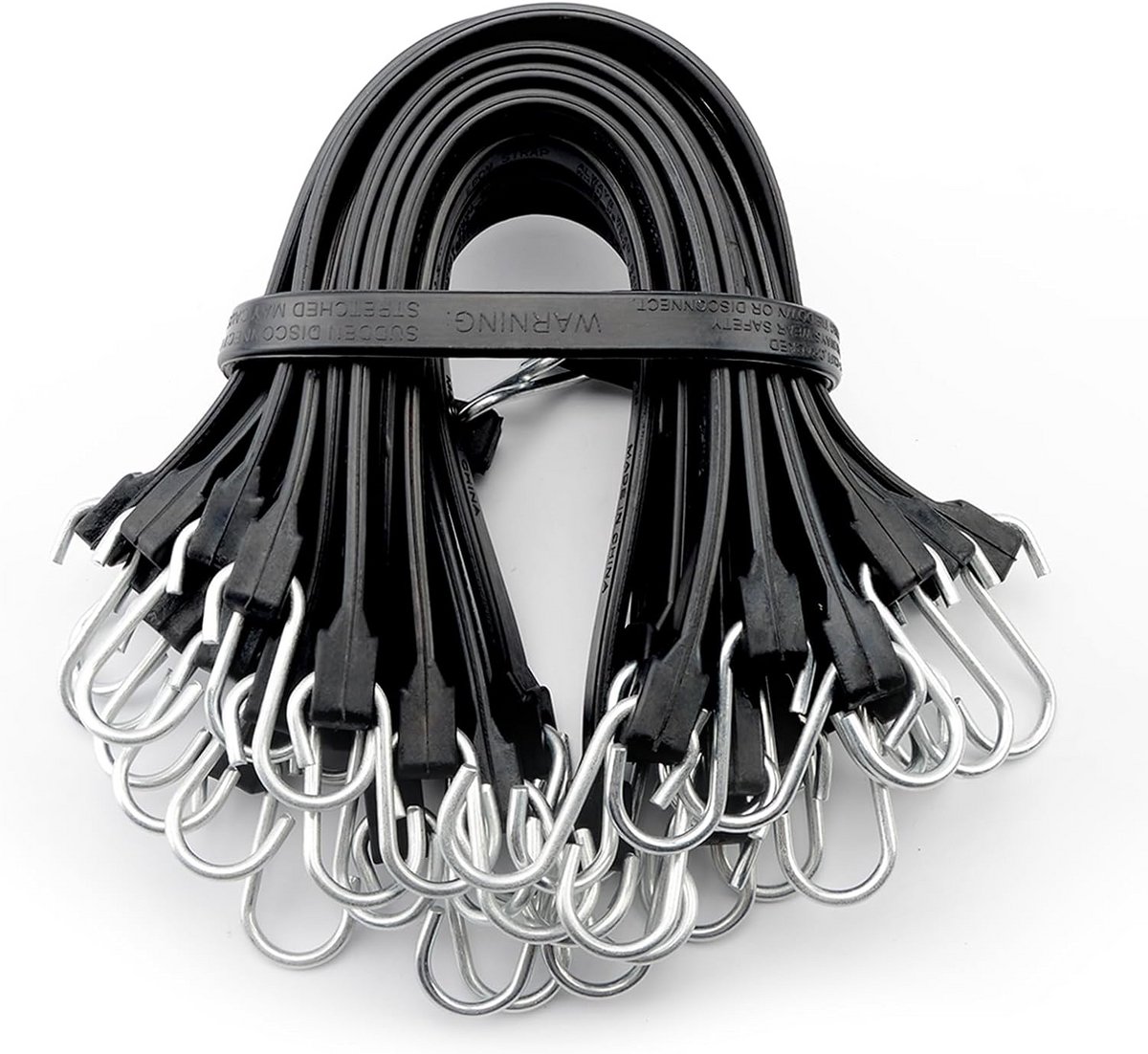 Elastische Banden - Spanbanden Bungee - Lading Zekeren - Verstelbaar met Haken - 20 Stuks - Zwart