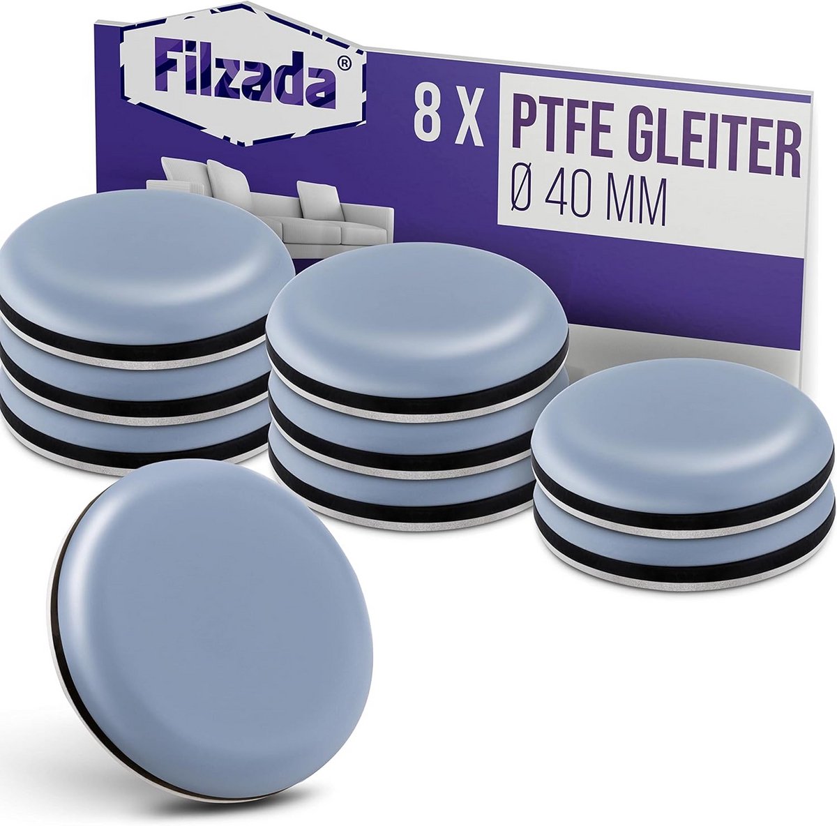 Teflon Glijders - Meubel Glijders - Meubels Verplaatsen - Zelfklevend - 8 Stuks 40 mm - Wit