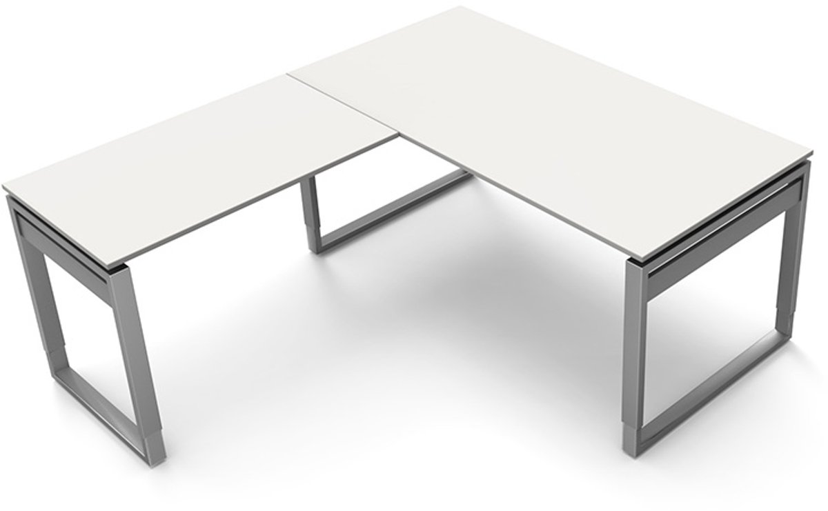 Hoekbureau Workspace 160cm wit hoogte verstelbaar