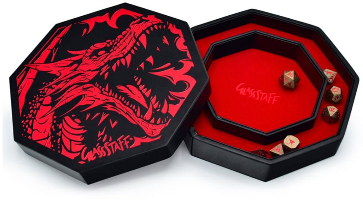 Glassstaff CritStones Arena Dice Tray Red Dragon and accessories