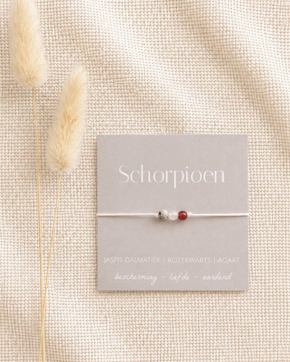 Sterrenbeeld armbandje edelstenen Schorpioen - Jaspis Dalmatiër, Rozekwarts, Agaat - bescherming, liefde, aardend - Cadeautip - Uniek liefdevol cadeau - Edelstenen